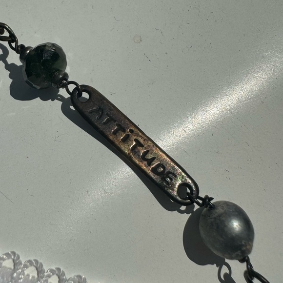 Vintage 90s Y2K Gothic Floral Beaded Inspirational Long Necklace - Picture 9 of 13